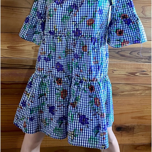 NWT $175 ROMEO & JULIET COUTURE Gingham & Floral Print DRESS Size Medium - Picture 13 of 16